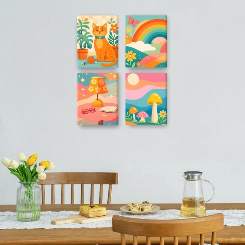 4 Mini Paintings - Rainbow Dreams Set
