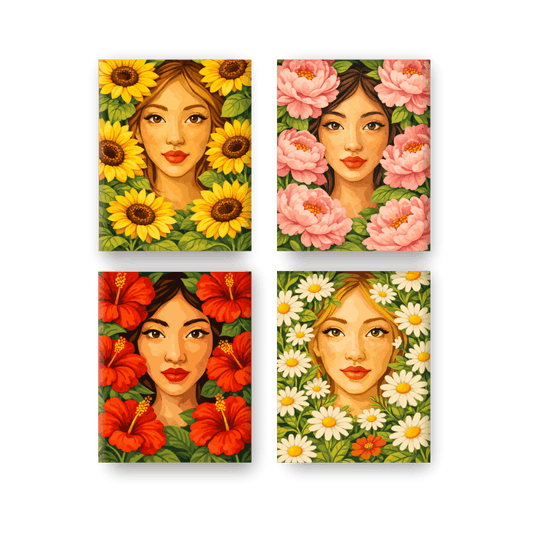 4 Mini Paintings - Flower Life Set