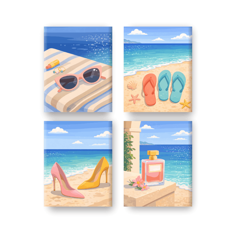 4 Mini Paintings - Summer Set