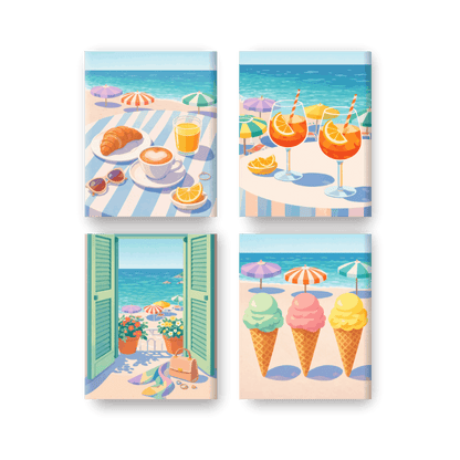 4 Mini Paintings - Beach & Summer Set