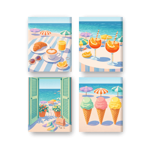 4 Mini Paintings - Beach & Summer Set