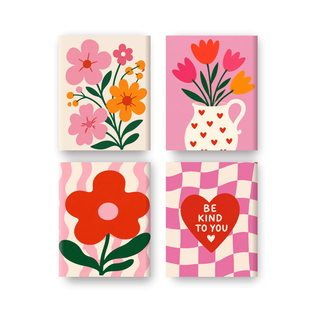 4 Mini Paintings - Love & Bloom Set