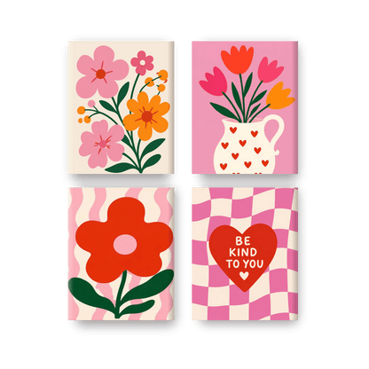 4 Mini Paintings - Love & Bloom Set