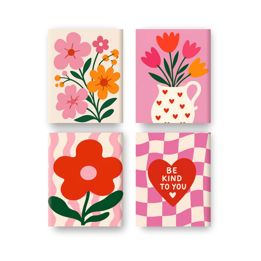 4 Mini Paintings - Love & Bloom Set