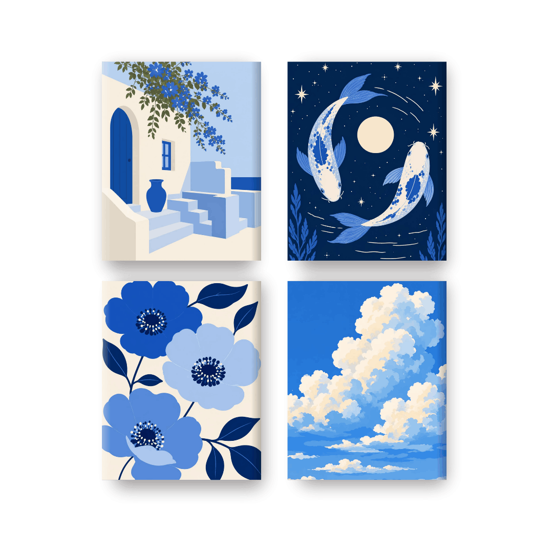 4 Mini Paintings - Dreamy Skies Set
