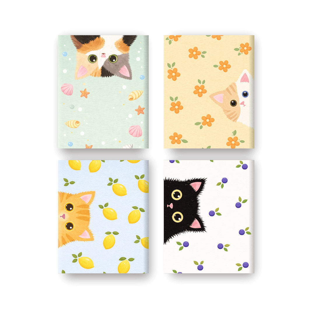 4 Mini Paintings - Peekaboo Cats Set