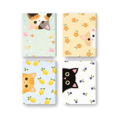 4 Mini Paintings - Peekaboo Cats Set