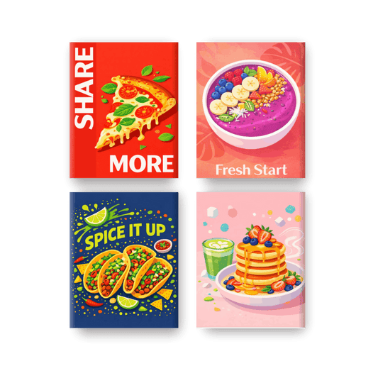 4 Mini Paintings - Favorite Food Set