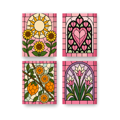 4 Mini Paintings - Stained Glass Set