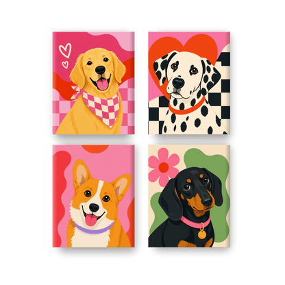 4 Mini Paintings - Dog Squad Set