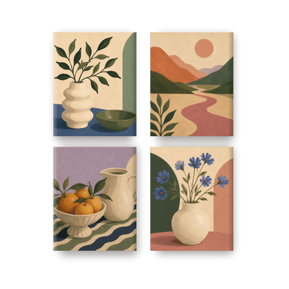 4 Mini Paintings -  Harvest Table Set