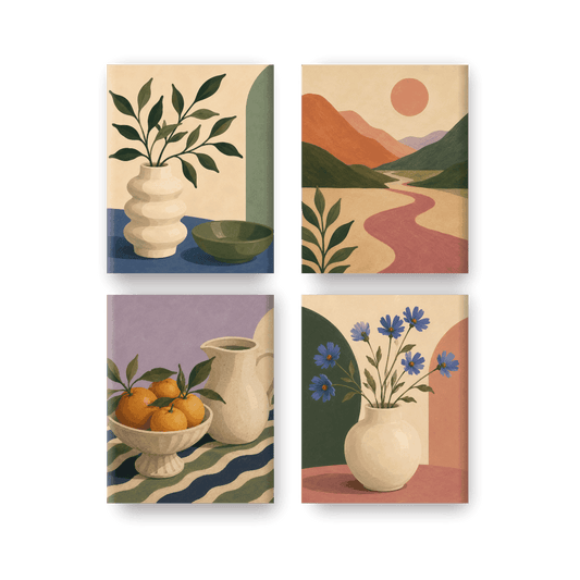 4 Mini Paintings -  Harvest Table Set