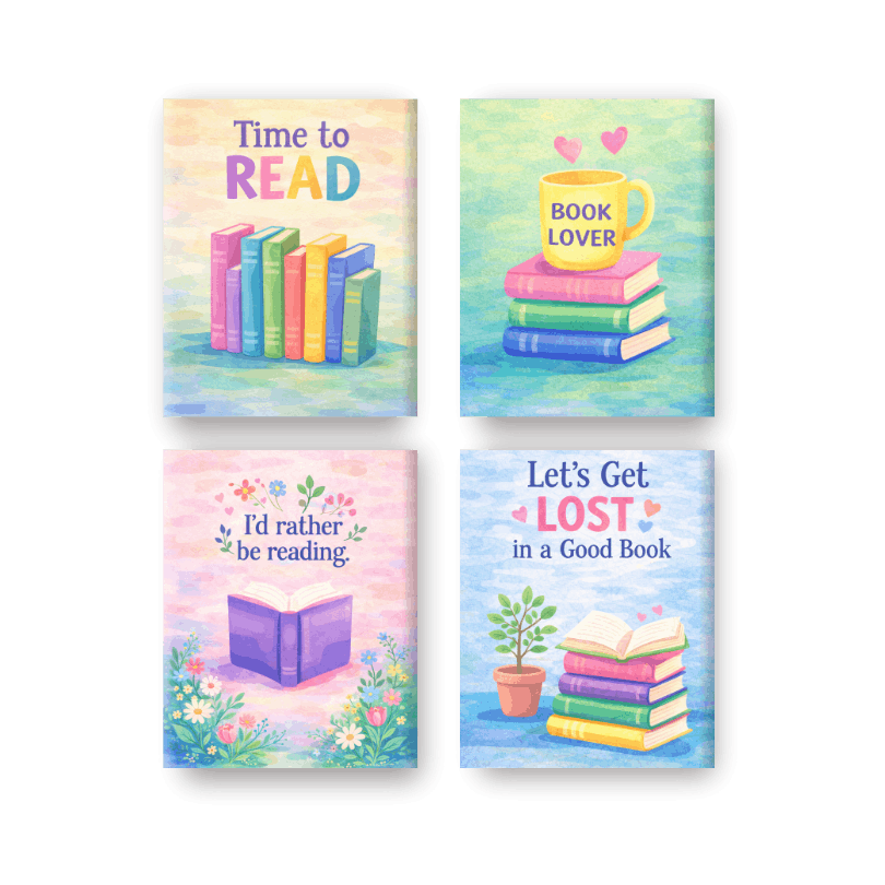 4 Mini Paintings - Colorful Books Set