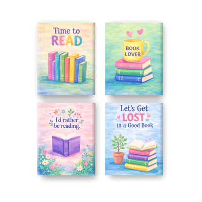 4 Mini Paintings - Colorful Books Set
