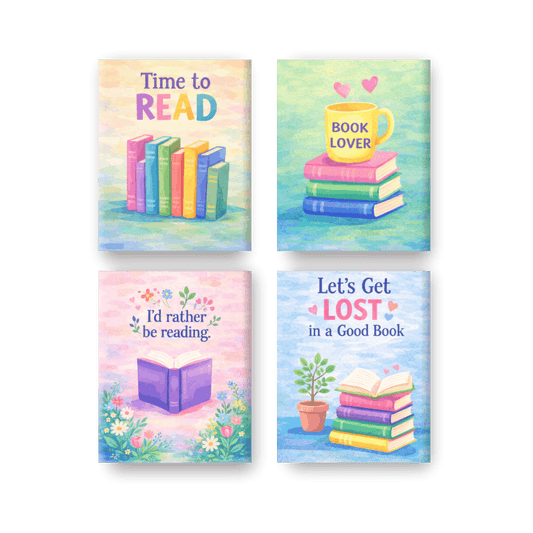 4 Mini Paintings - Colorful Books Set
