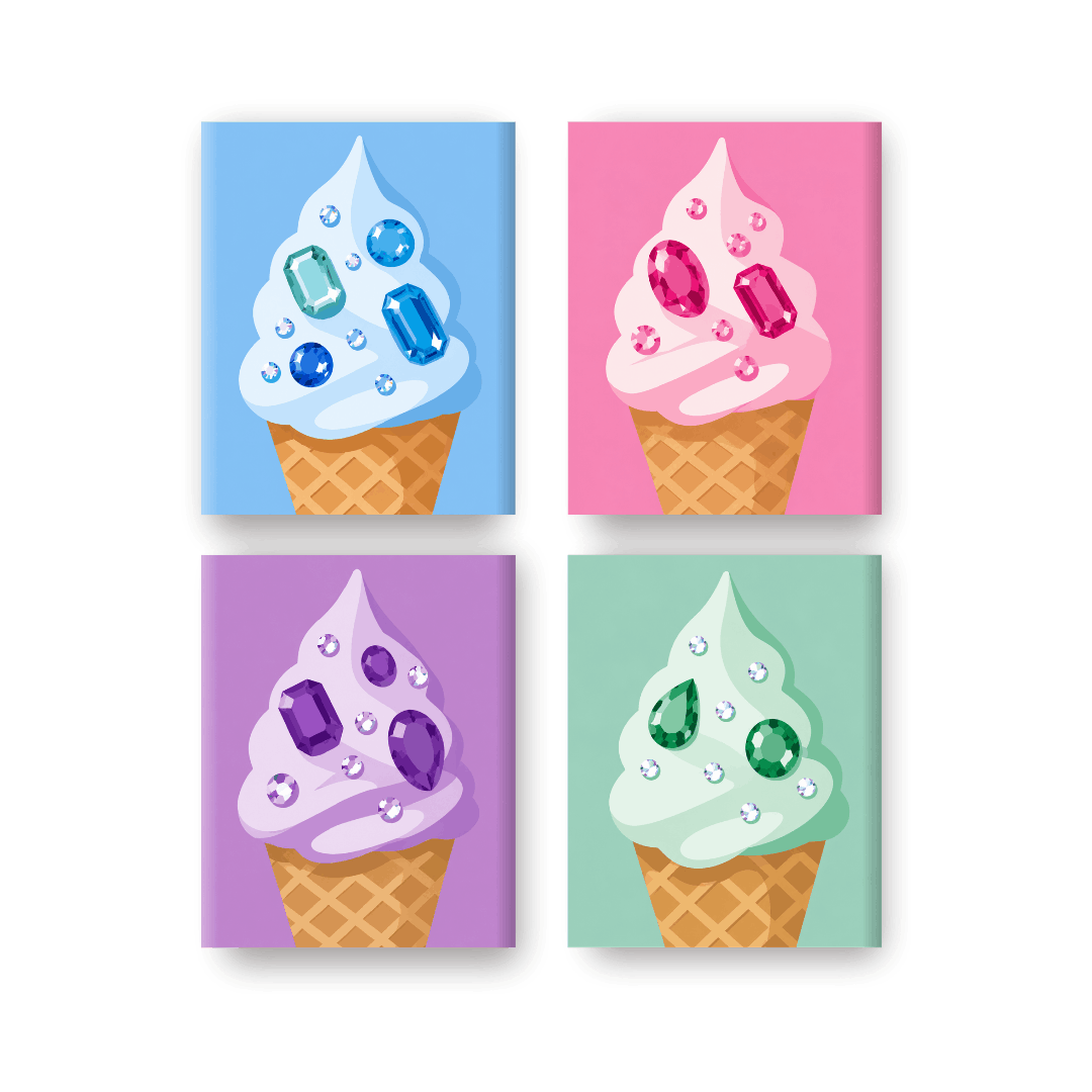 4 Mini Paintings - Jewel Ice-creams Set