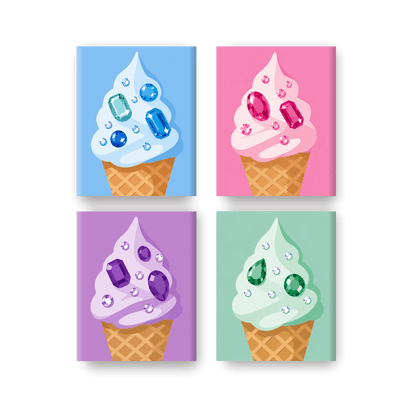 4 Mini Paintings - Jewel Ice-creams Set