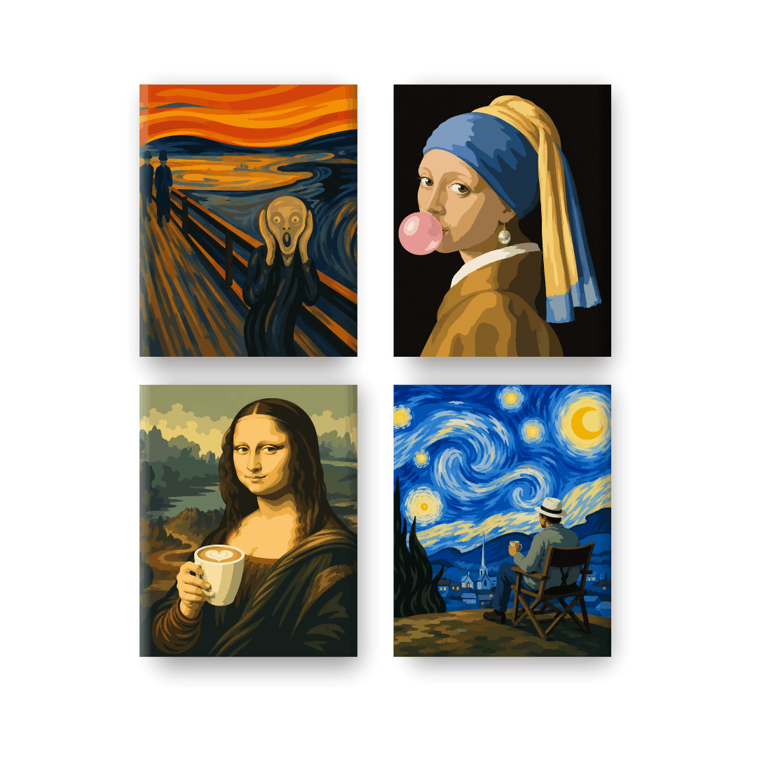 4 Mini Paintings - Pop Art Artworks Set