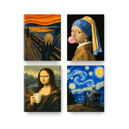 4 Mini Paintings - Pop Art Artworks Set