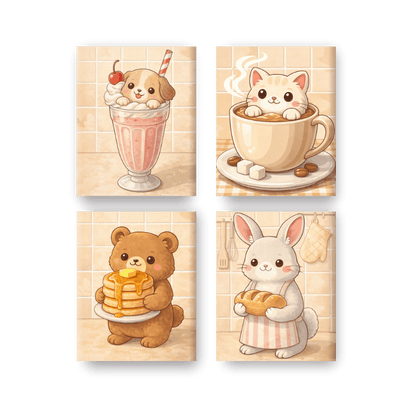 4 Mini Paintings - Cute Animals Set