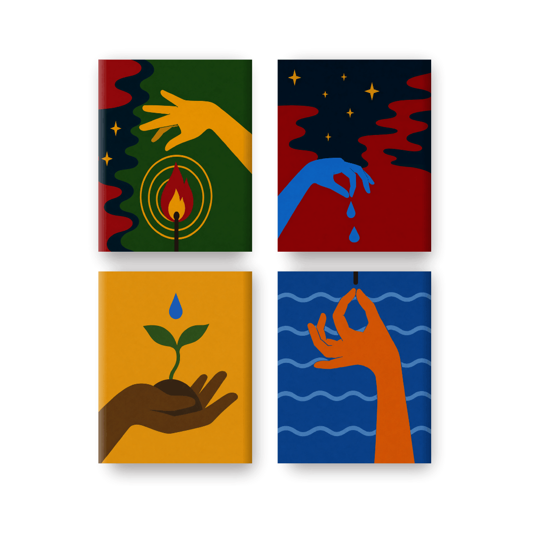 4 Mini Paintings - 4 Elements Set