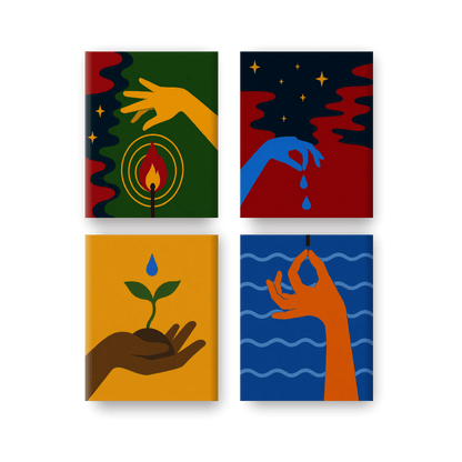 4 Mini Paintings - 4 Elements Set