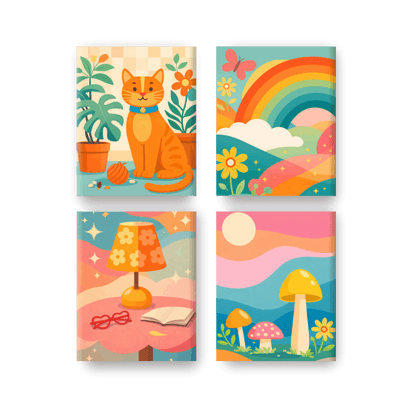 4 Mini Paintings - Rainbow Dreams Set
