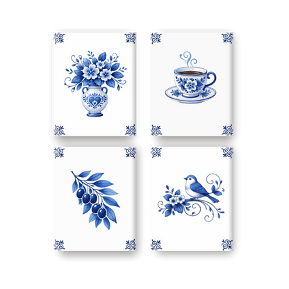 4 Mini Paintings - Delft Blue Set