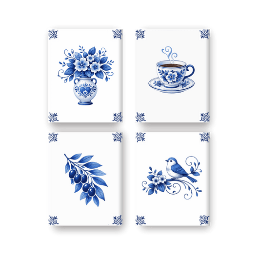 4 Mini Paintings - Delft Blue Set