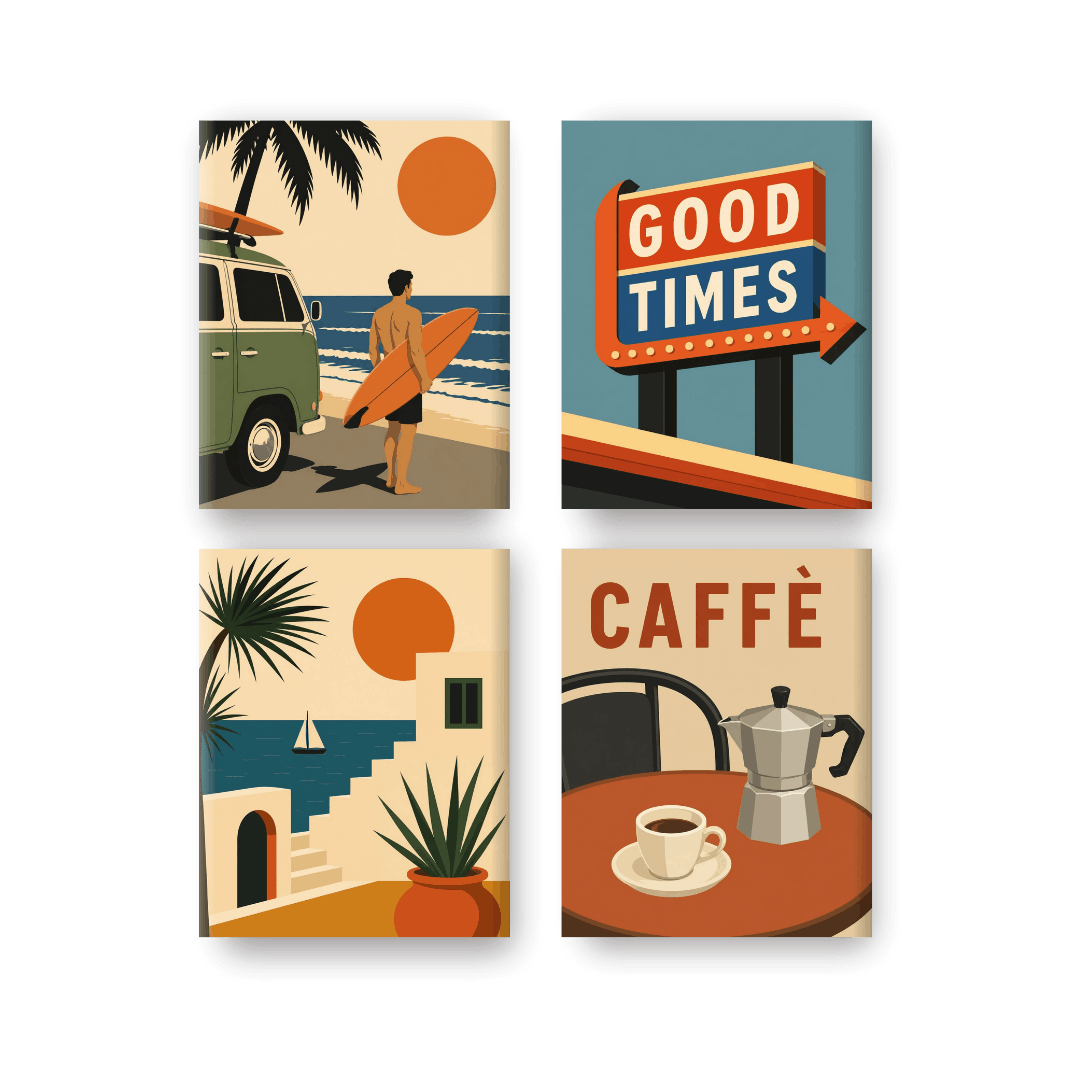 4 Mini Paintings - Road Trip Set