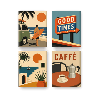 4 Mini Paintings - Road Trip Set