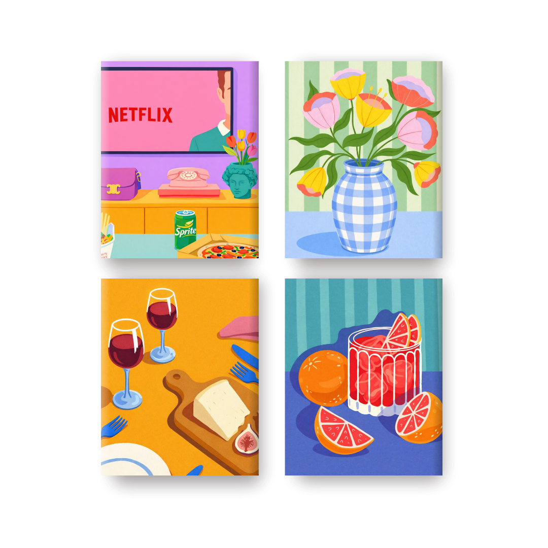 4 Mini Paintings - Cozy Moments Set