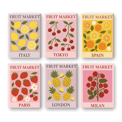 6 Mini Paintings - Fruit Market Set