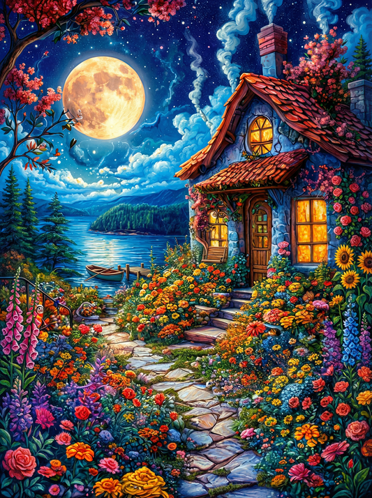 Moonlit Flower Cottage