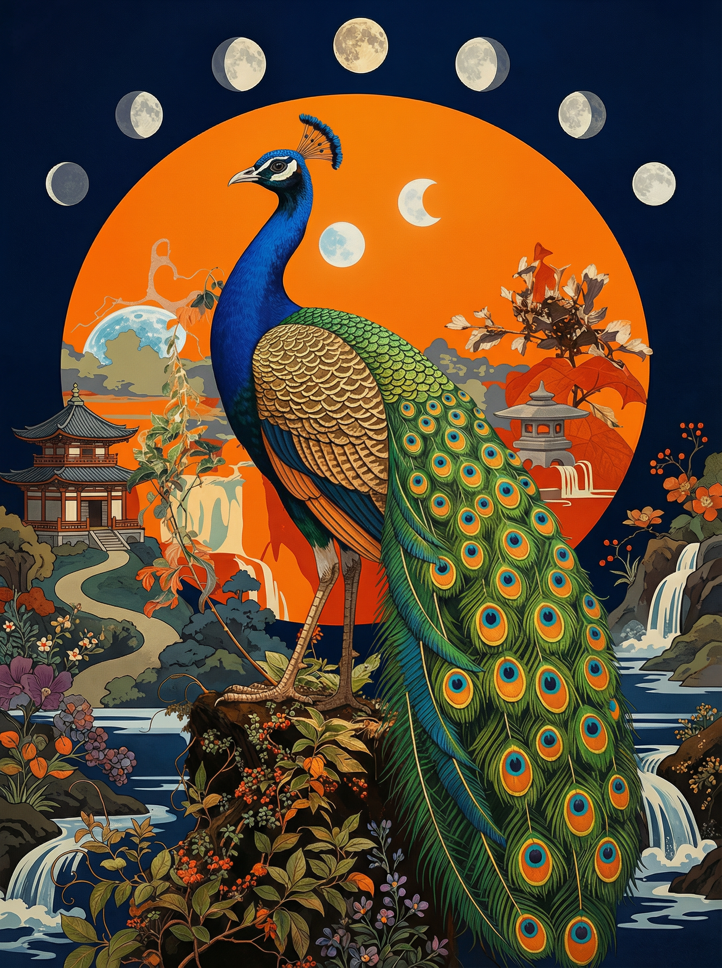 Moon Phases Peacock Temple (120 Colors)