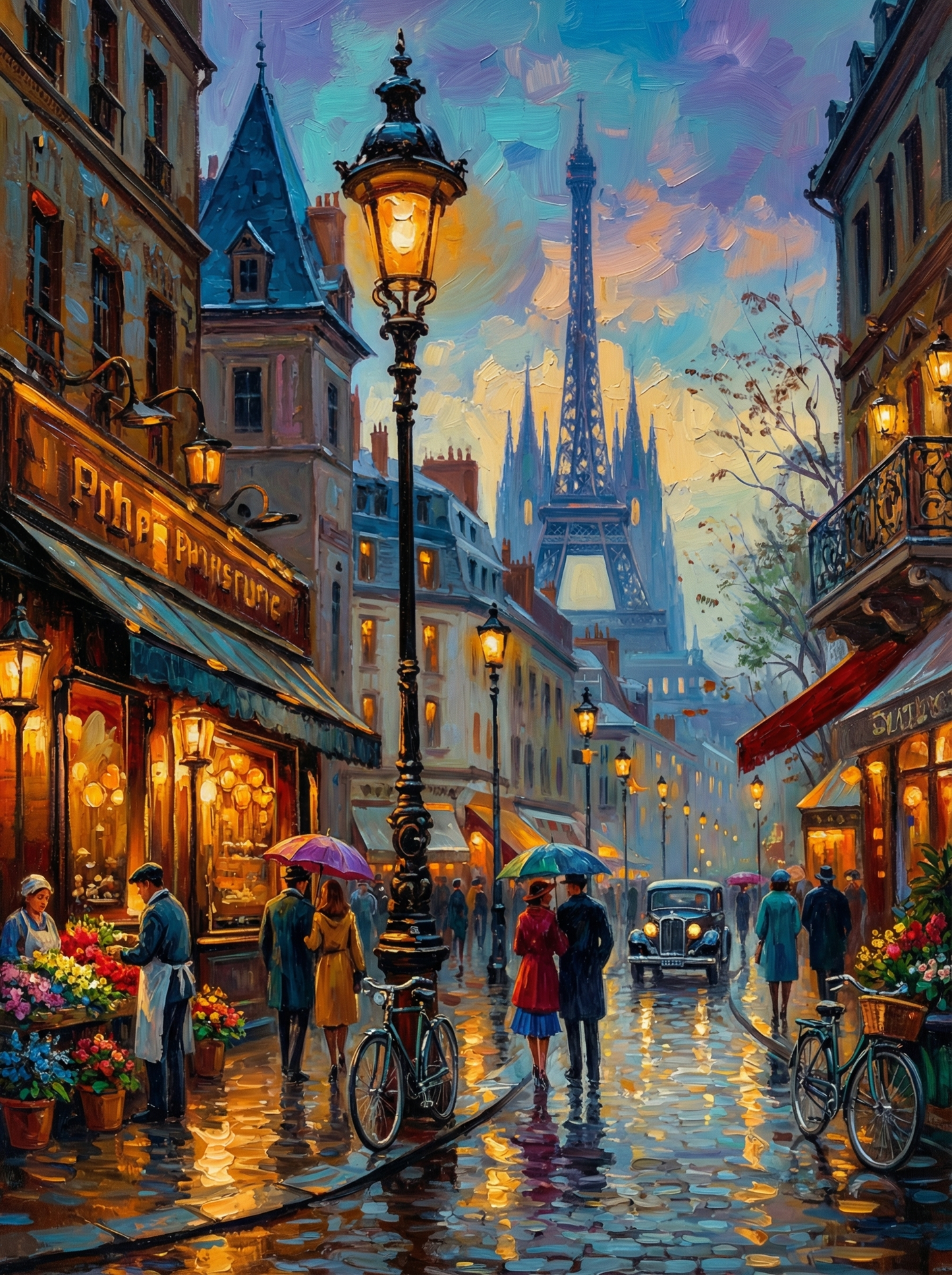 Paris Rainy Evening Stroll