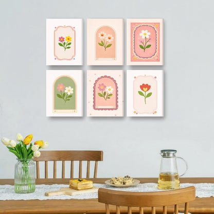 6 Mini Paintings - Spring Flowers Set