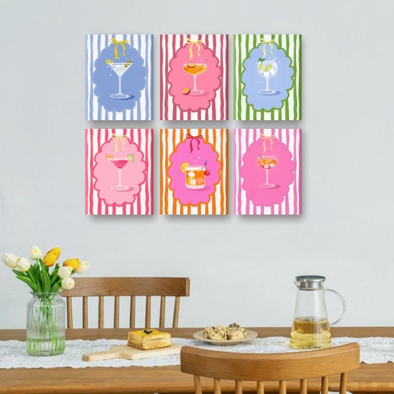 6 Mini Paintings - Trendy Cocktails Set