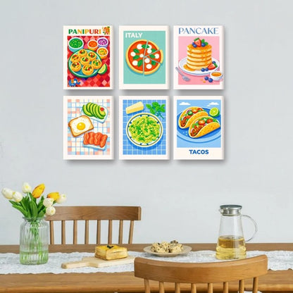 6 Mini Paintings - Favorite Food Set