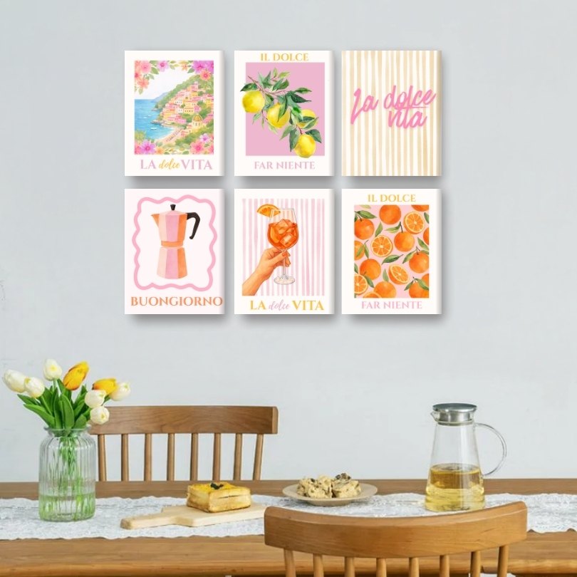 6 Mini Paintings - Pink Dolce Vita Set