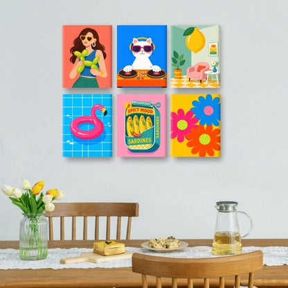 6 Mini Paintings - Fun & Funky Set