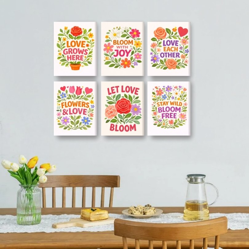 6 Mini Paintings - Blooming Quotes Set