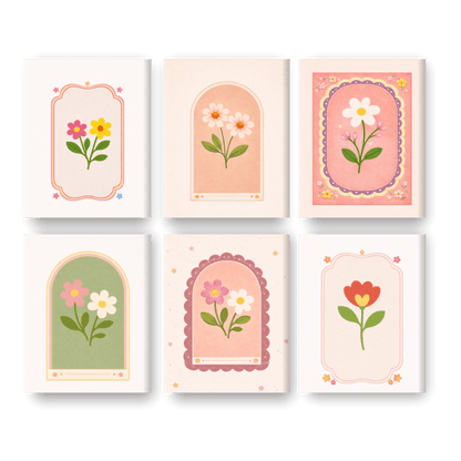 6 Mini Paintings - Spring Flowers Set