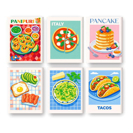 6 Mini Paintings - Favorite Food Set