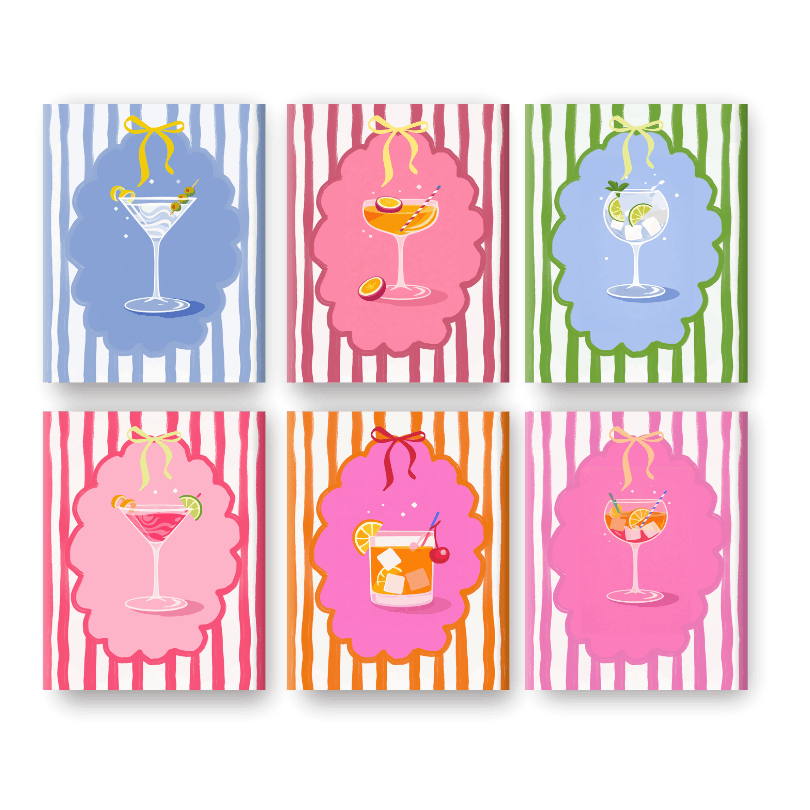 6 Mini Paintings - Trendy Cocktails Set