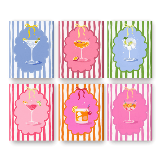 6 Mini Paintings - Trendy Cocktails Set