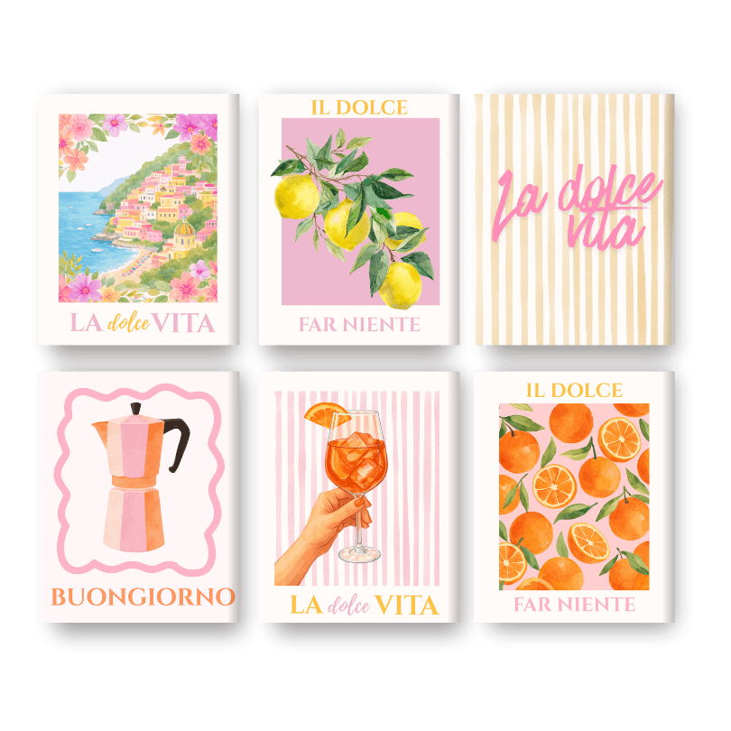 6 Mini Paintings - Pink Dolce Vita Set