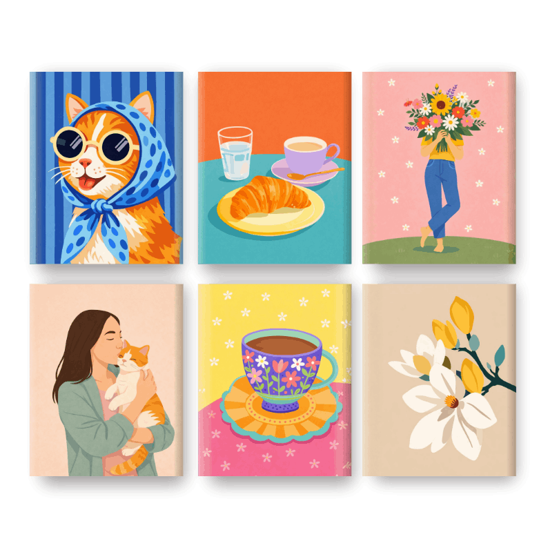 6 Mini Paintings - Charming Moments Set