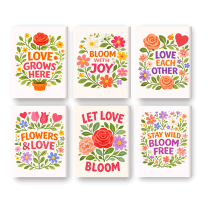 6 Mini Paintings - Blooming Quotes Set