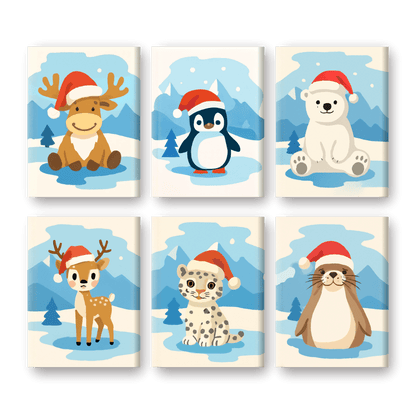 6 Mini Paintings - Christmas Animals Set